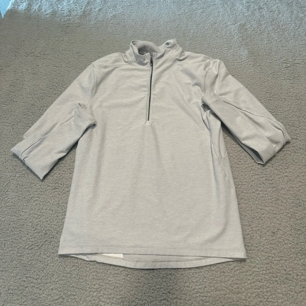 Lululemon Men's Medium Surge Warm 1/2 Zip Pullover Sweatshirt Heathered Sea Salt